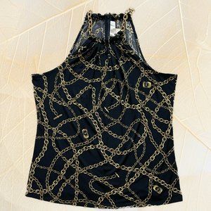 MICHAEL Kors Signature Gold Chain Black Top XL